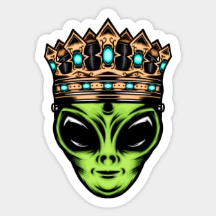 alien with gold crown Sticker